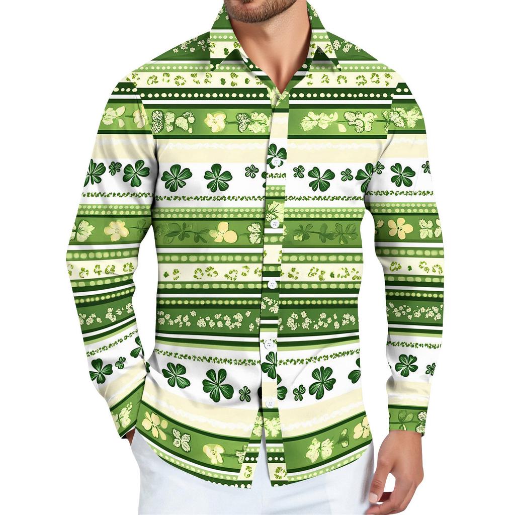 Pánská košile s vánočním potiskem, dlouhý rukáv, na knoflíky