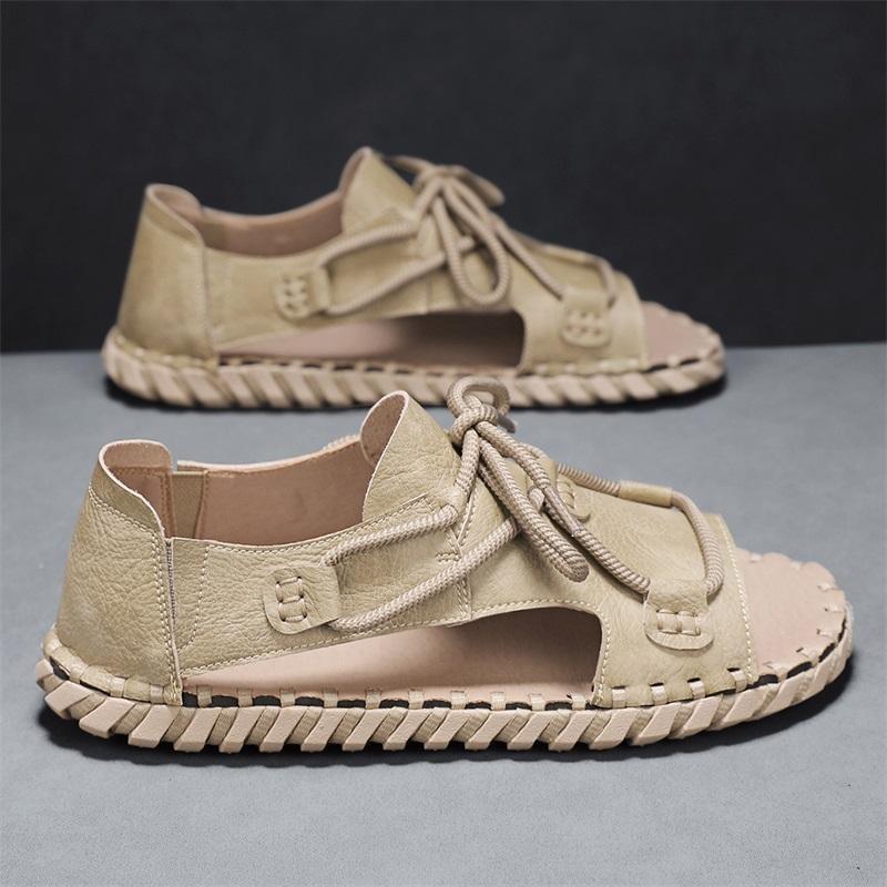 Summer Mens Sandals High Quality Cowhide Leather Sandals Casual Sports Sandal Roman Style Open Toe Beach Sandals for Men