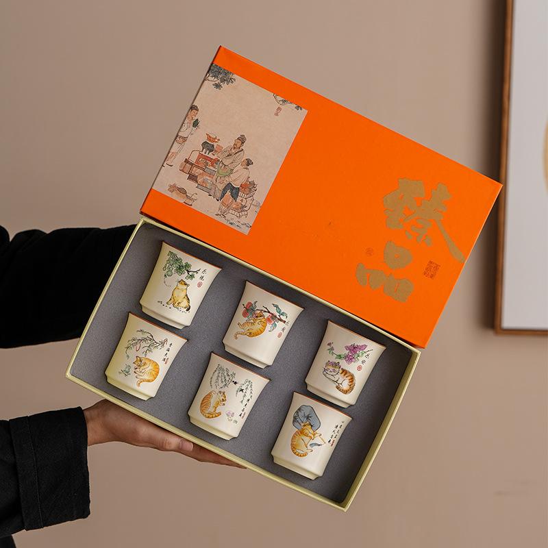 Ru kiln master cup, high-end personal ceramic tea cup, Kung Fu tea cup, business holiday souvenir