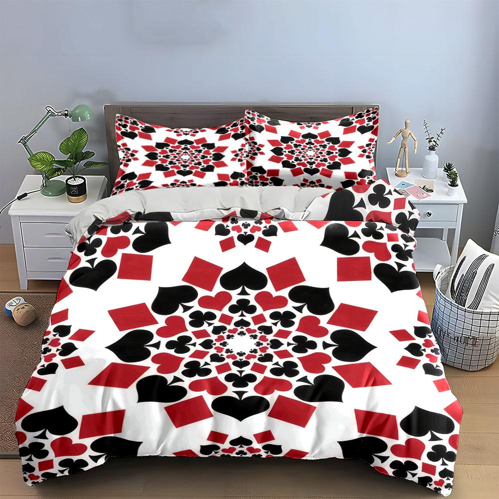 Card Suit Themed Decorative Set Kid'S And Adults' Bedroom Decor, Exquisite Three-Piece Bedding Set Gift