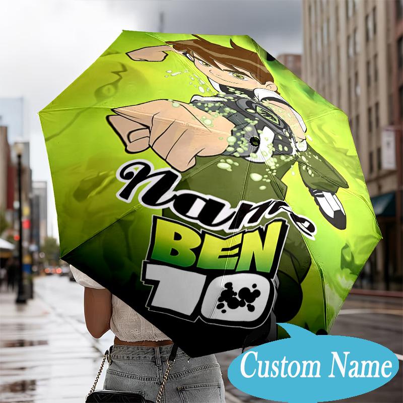 Custom Name Ben Alien Force Umbrella Folding Umbrella, Automatic Umbrella - 8-Frame for Travel, Casual Lightweight Personalized Gifts