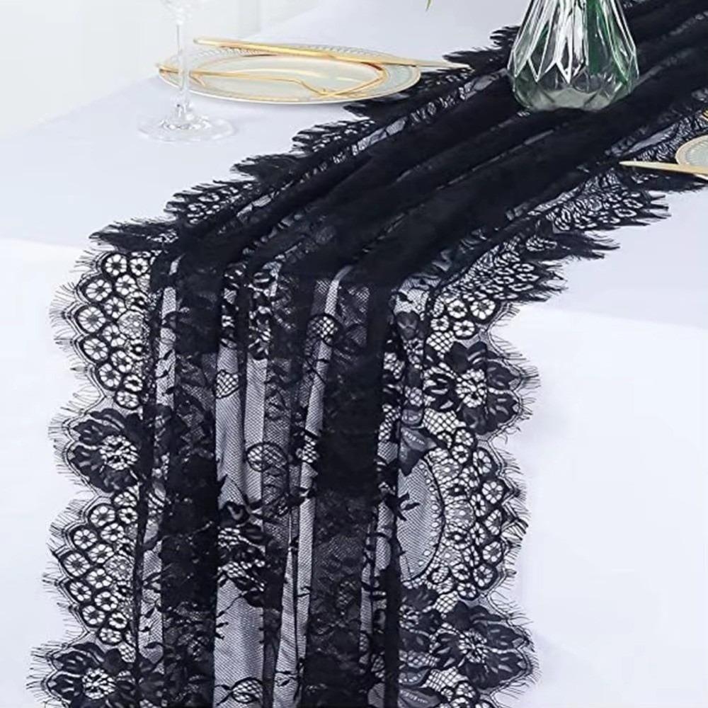 Floral Lace Table Cover Tulle Tablecloth Dining Table Decorations Table Runner Kitchen Supplies