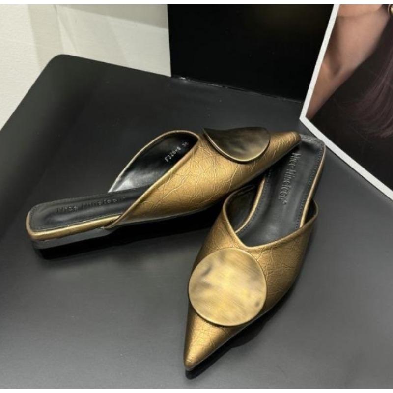 New Design Women's Luxury Moccasins Fashion Pointed Toe Loafers Ladies 2025 Spring Black Ballet Flats Women's Sandals