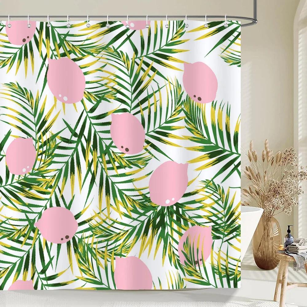 1 pc Fresh Lemon Fruit pattern Shower Curtains Bathroom Polyester Bath Curtains Printing Shower Curtain Decor With Hooks Curtain