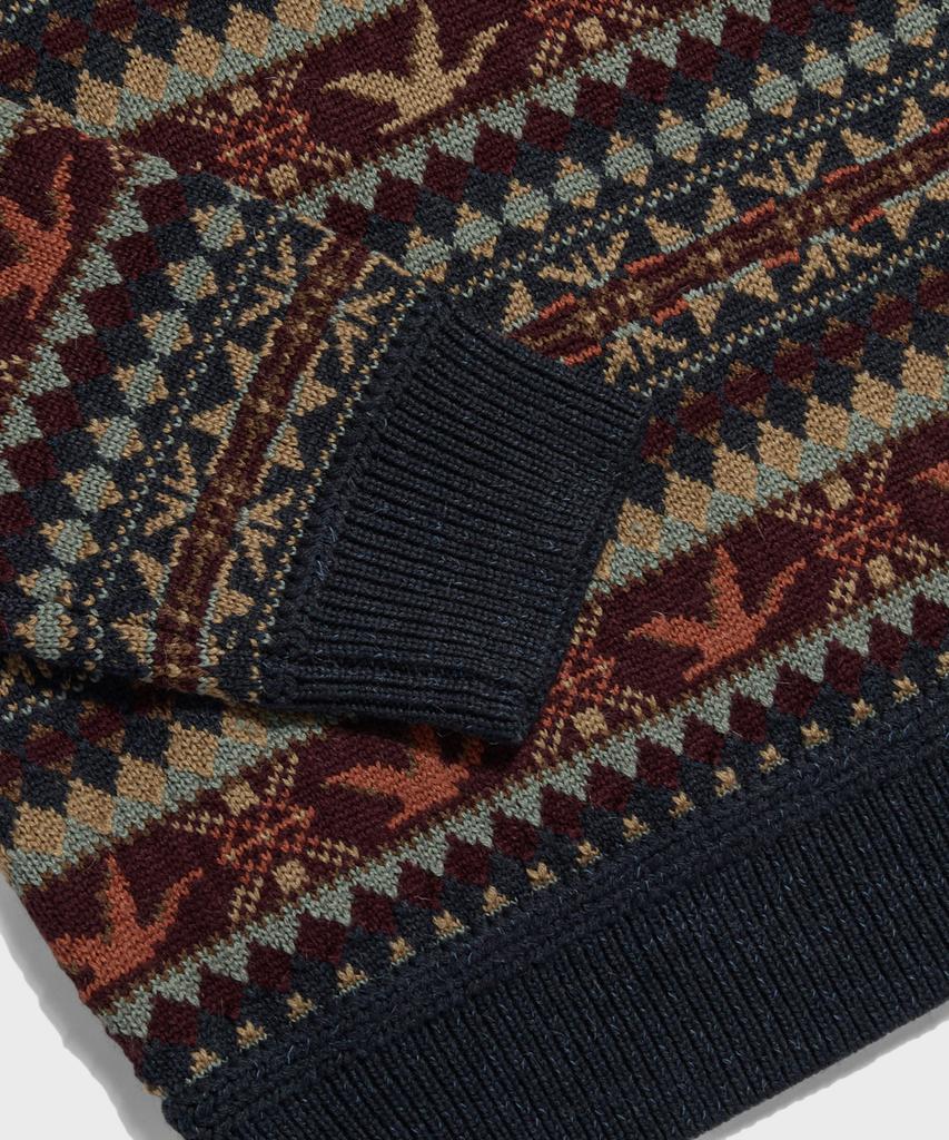 Ledeutonido Fair Isle Wool Knit Sweater Navy