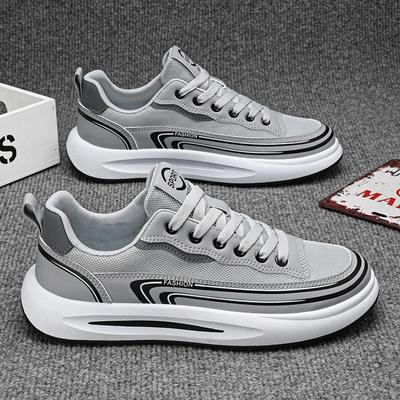 Klassische Herren Leder Mesh Freizeitschuhe Flache Schnürschuhe Outdoor Leichte Rutschfeste Sneaker für Herren Zapatillas De Deporte