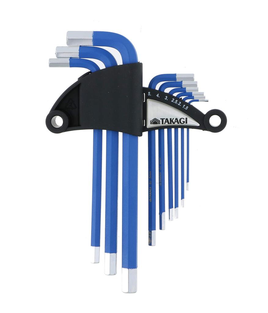 Takagi HANDIWORK Color Coated Hex Key 100 Wrenches, Blue, 9-Piece Set, No.
