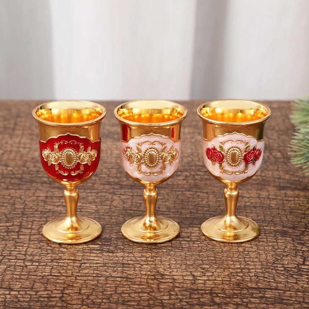 Gold Vintage Wine Glasses European-style Drinkware White Wine Cup Tableware Accessories Metal Beverage Goblet Home Party