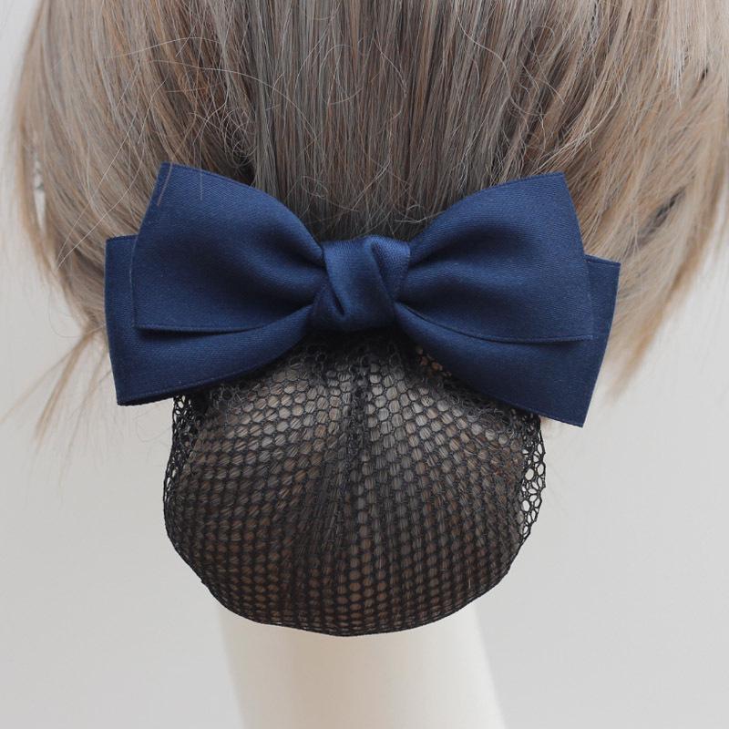 Women's Professional Hair Net Bow Clip for Work: Ideal for Hotel, Bank, Nurse, Flight Attendant, and Updo Styles.