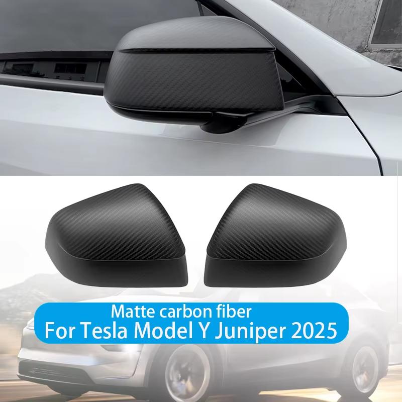 Real Carbon Fiber Rear View Mirrors Cover For New Tesla Model Y Launch 2025+ Juniper 2025  Side Door Rearview Mirror Cover Matte