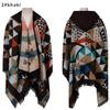 Hooded Cape Shawl Women'S Plaid Winter Warm Knitted Shawl Scarf Shawl Dual-Purpose