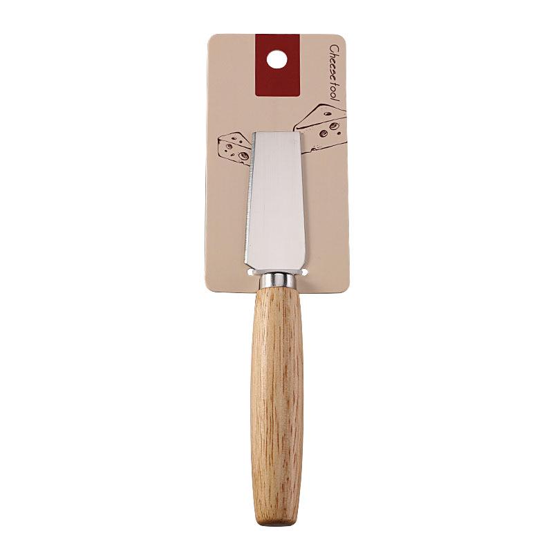 Rubber Wood & Stainless Steel Cheese Knife Set - Western Tableware with Knife, Fork, and Spoon