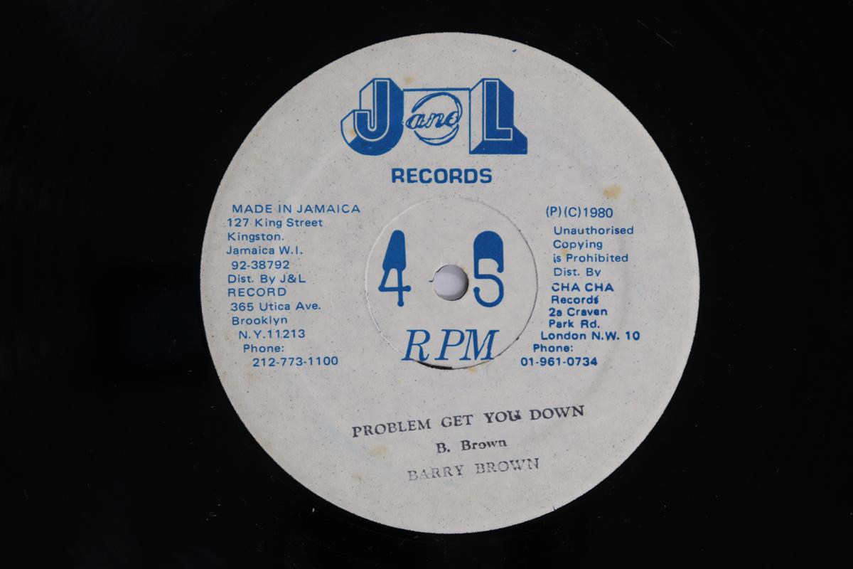 

12inch Record BARRY BROWN - Problem Get You Down / Wish It Coul NONE J&L RECORDS 1980 Jamaica Reggae, Ska & Dub Used