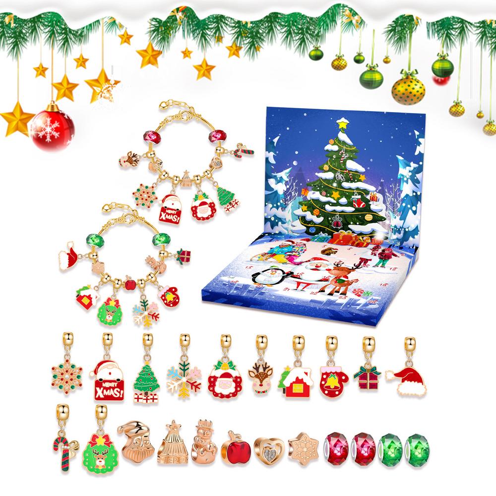 Bracelets Christmas Countdown Calendar Girls Jewelry Charm Kit 24 Days Christmas Bracelets Countdown Calendar For Kids Children