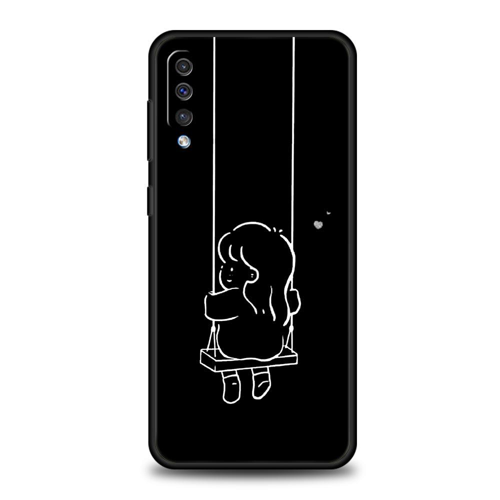 Couple Cartoon Aesth Sun Moon Case For Samsung A54 A52 A24 A14 A50 A70 A10 A40 A20S A20E A06 A12 A22 A34 A42 5G A04s A16 Cover