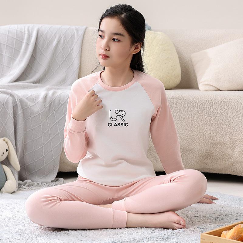 Teen Boys' Autumn Cotton Clothes Set: Thin Style Underwear and Wool Shirt for Junior High Students