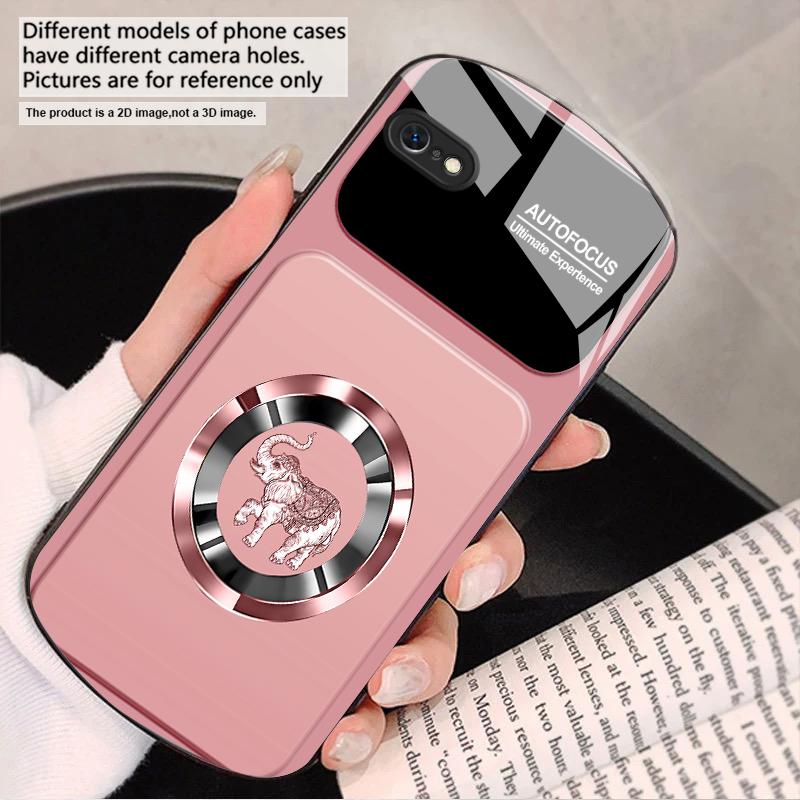 Elefant Rosa Elegant Für iPhone 17 16 15 14 13 Plus 12 mini 11 Pro Max XR Xs Max X 7 8 6S 22 20 Elliptische Glas-Handyhülle