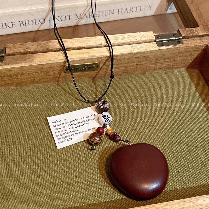 Новая китайская длинная подвеска-желудь, женское ретро, этнический стиль, дзен, деревянная цепочка для свитера, подвеска на шею