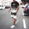 T-shirt à manches longues et pantalon pour homme imprimés en 3D Ensemble de mode Vêtement de sport Ensemble deux pièces Motif flamme