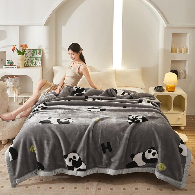 Double-Layer Thickened Fleece Blanket for Single or Double Use Autumn/Winter Cover Blanket