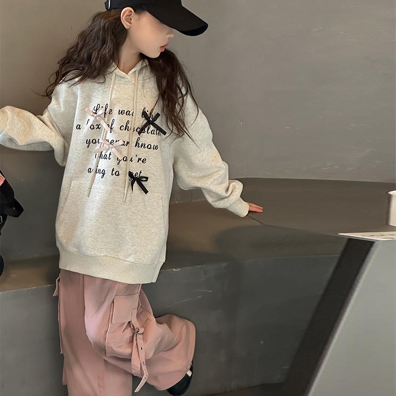 Mädchen Sweatshirt mit Kapuze im koreanischen Stil - 2025 Frühling/Herbst Mode Pullover für ältere Kinder