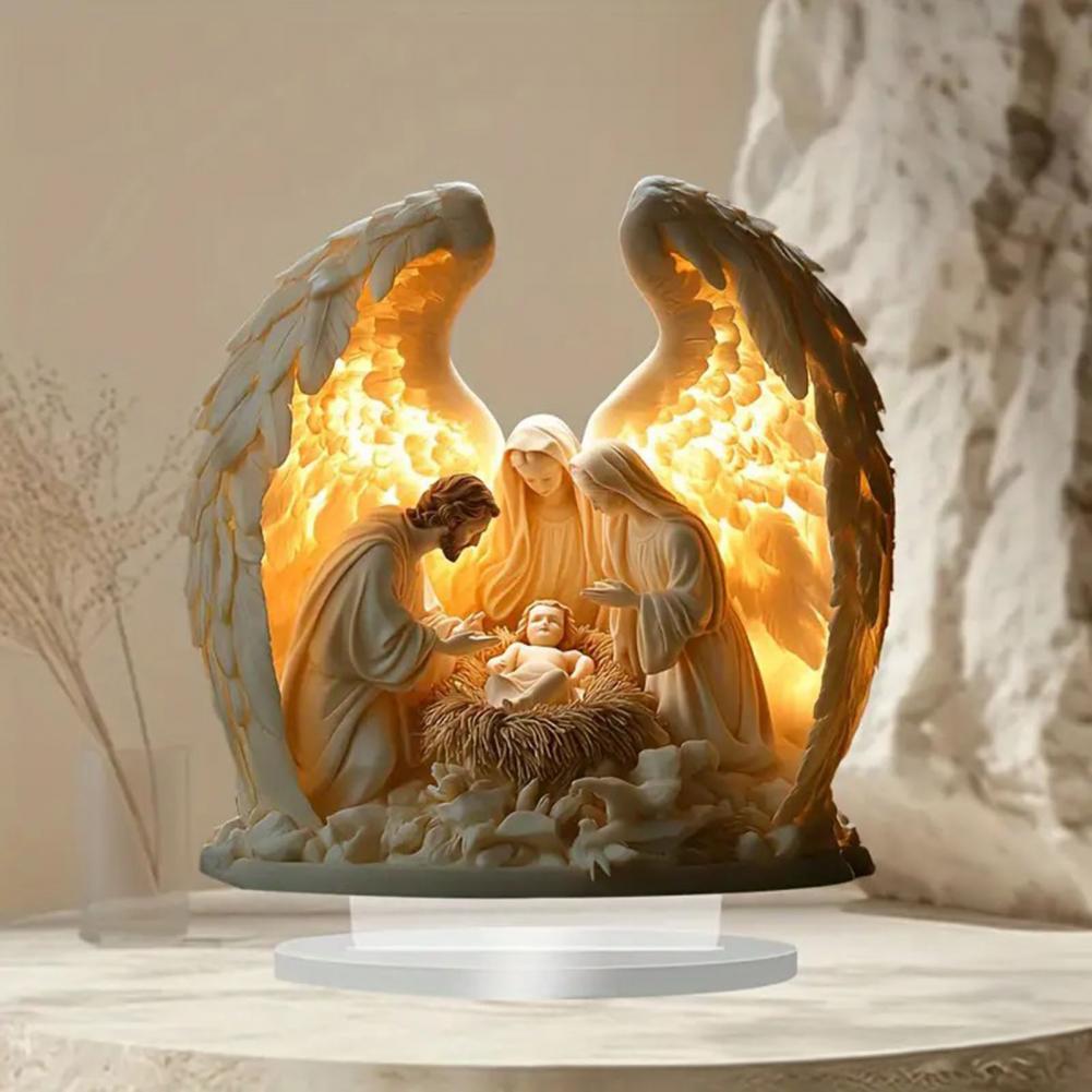 Nativity Scene Decor 2d Acrylic Nativity Scene Ornament Flat Christmas Tabletop Display Minimalist Christian Desktop Home Decor