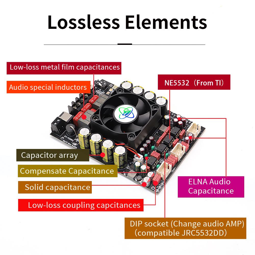 XY-T220H 220W * 2 Fever Level Lossless BT Audio Amplifier Board Module Stereo High Low Frequency Adjustment Amplifier Module