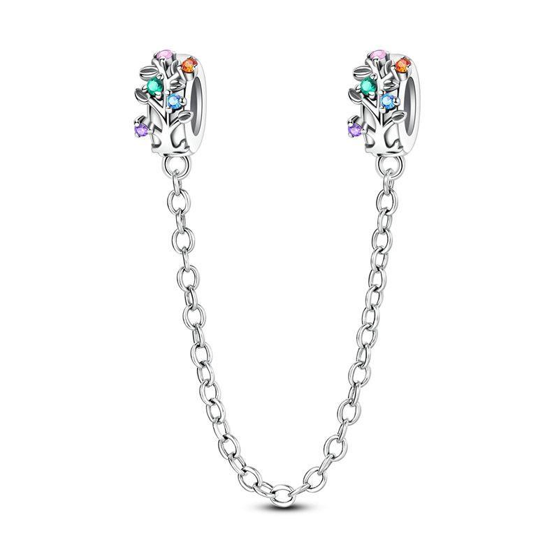 New Copper Safety Chain Butterfly Heart Tree Moon Dangle Charms Anklet Bead Fit Original Bracelet Diy Women Jewelry