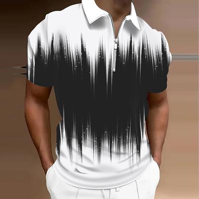 Camiseta Polo Casual con Cremallera de Manga Corta para Hombre Moda Casual Cremallera Verano Primavera Corte Regular Camiseta con Estampado 3D