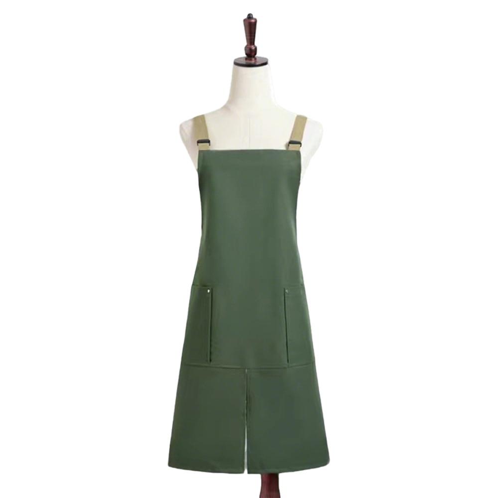 Fashion Canvas Baking Apron Waterproof Adjustable Strape Coffee Overalls Split Hem Design Japanese Style Work Cloth Kitchen Use