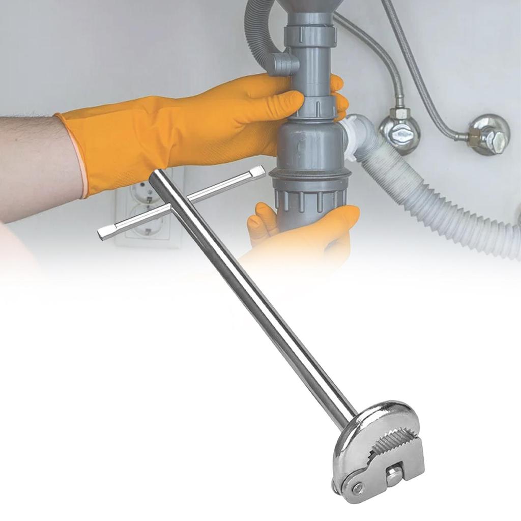 Basin Wrench Adjustable Jaw Plumber Wrench Tool Carbon Steel Compact Multifunctional for Sink Installation Efficient Lightweight