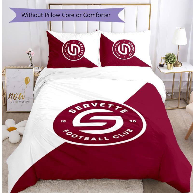 Set Biancheria da Letto 3 Pezzi Stampato Servette FC Traspirante Copripiumino con Federe Biancheria da Letto Decorativa per Camera da Letto Casa