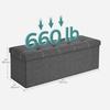 SONGMICS Storage Ottoman, Foldable Storage Chest, 110 x 38 x 38 cm, Faux Linen Footstool, Holds up to 300 kg, Bedroom Living Room Hallway, Dark Gray