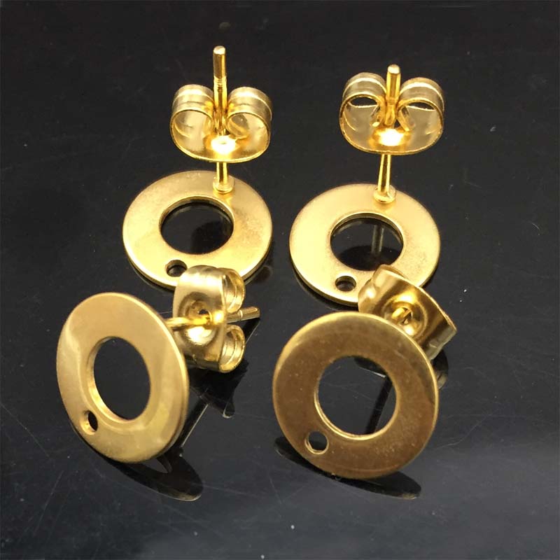 50pcs/lot stainless steel earrings connector findings stud earring post with For DIY Jewelry Making Findings Accessories