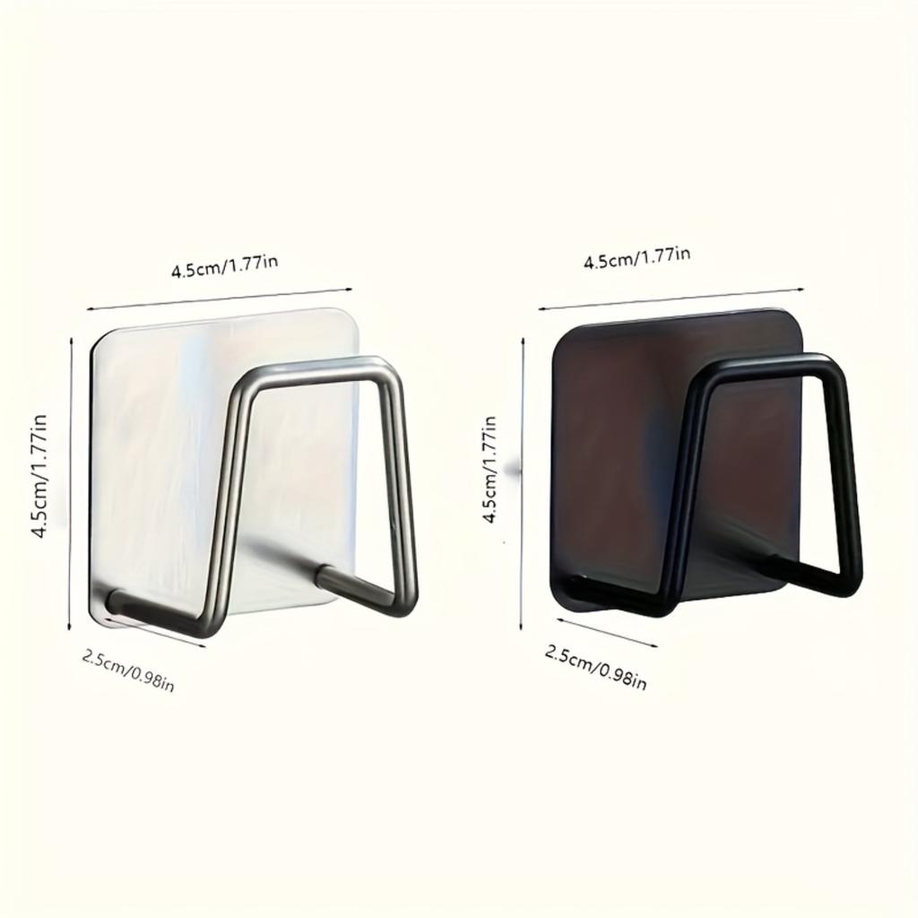 1pc Stainless Steel Kitchen Sink Sponge Rack, Sticky Drain Drying Rack, Kitchen Wall Mounted Storage Hooks .