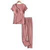 Maternity Short-Sleeve Pajama Set for Nursing and Postpartum Care