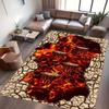 Lava Floor 3D Illusion Area Rug – Cracked Earth  Wooden Bridge Themed Carpet – Bold Fire Lava Pattern for Game Room  Bedroom