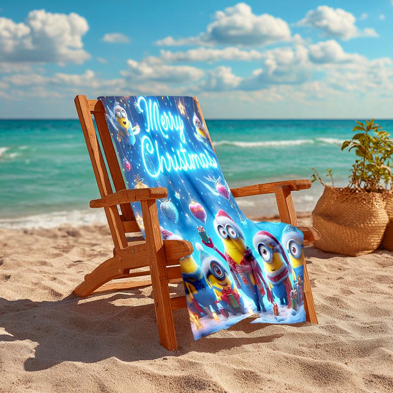 1Pc Merry Christmas Minions Beach Towel Quick Dry Multiuse For Beach Pool Gym Yoga Home Travel Christmas Halloween Xmas Gift S1221
