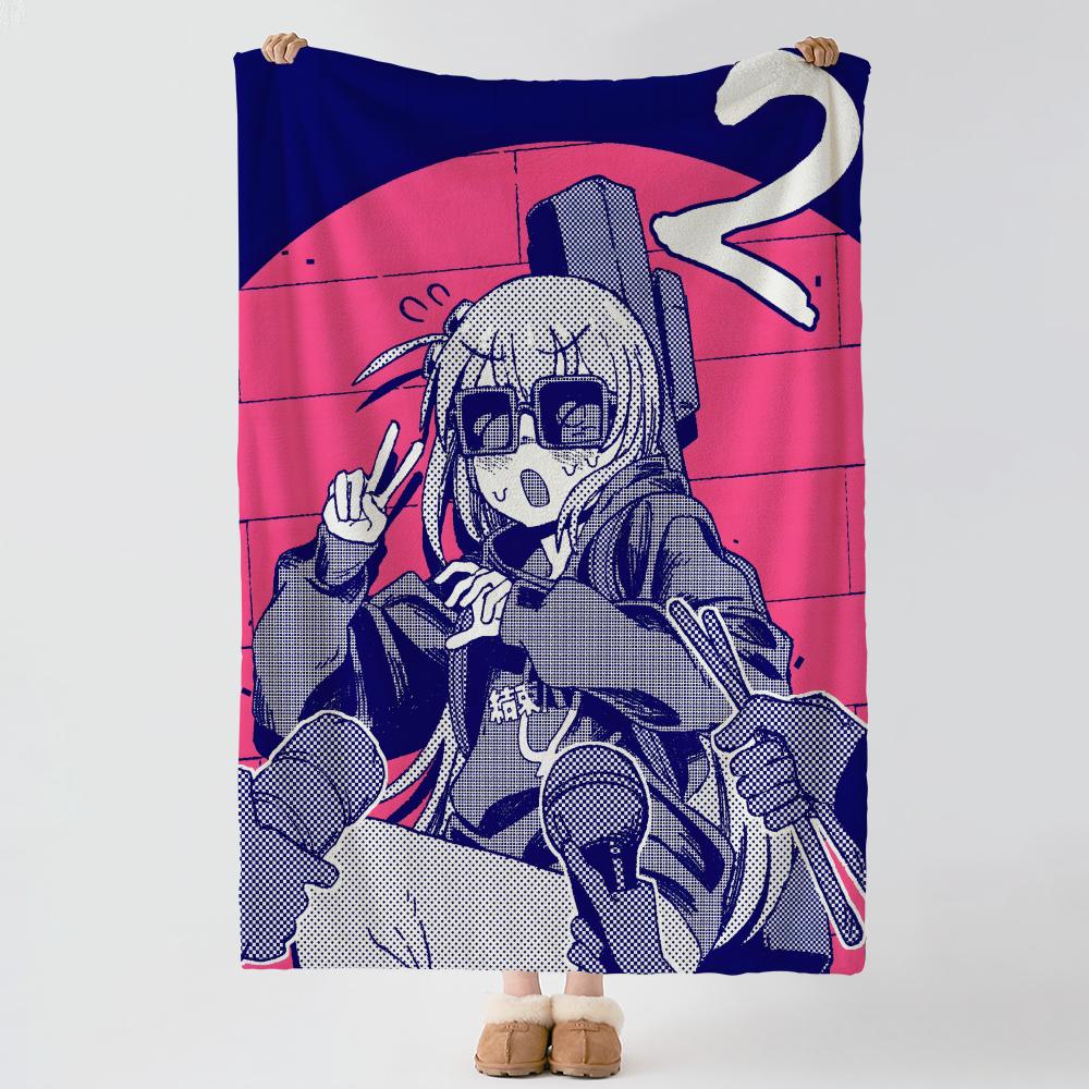 anime B-Bocchi the Rock-k Throw Thick Comfort Flannel Quilt, Multi-scene Use Indoor Outdoor Daily Nap