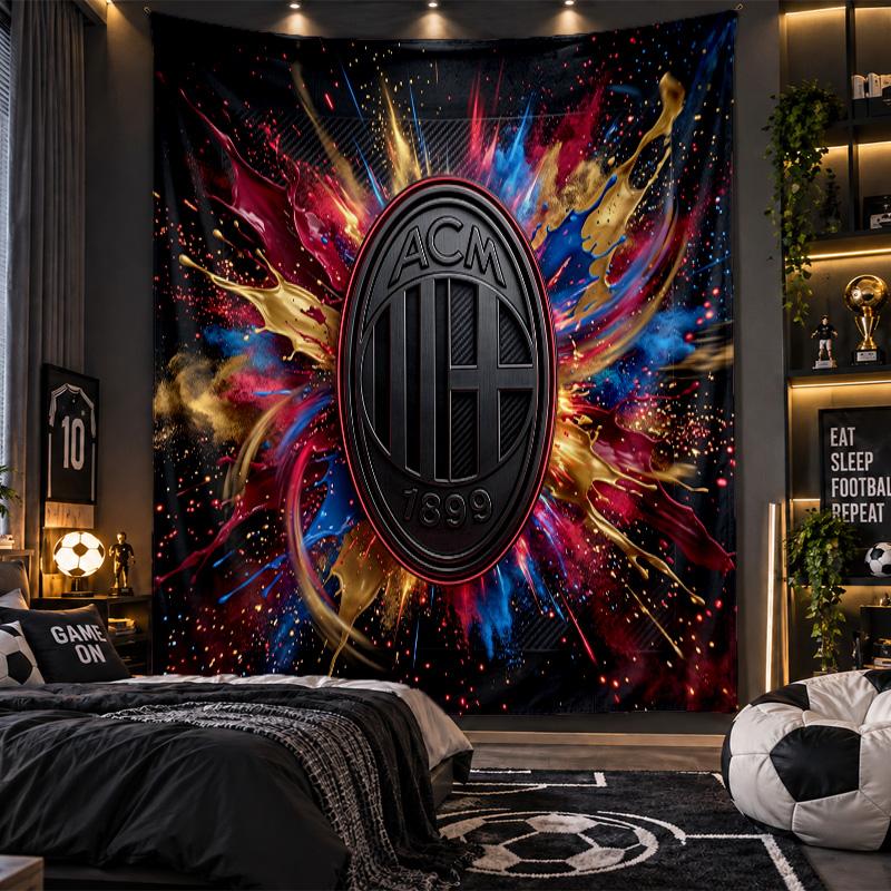 Wall Hanging Tapestry AC Milan Print Cloth for Living Room Bedroom Home Decor