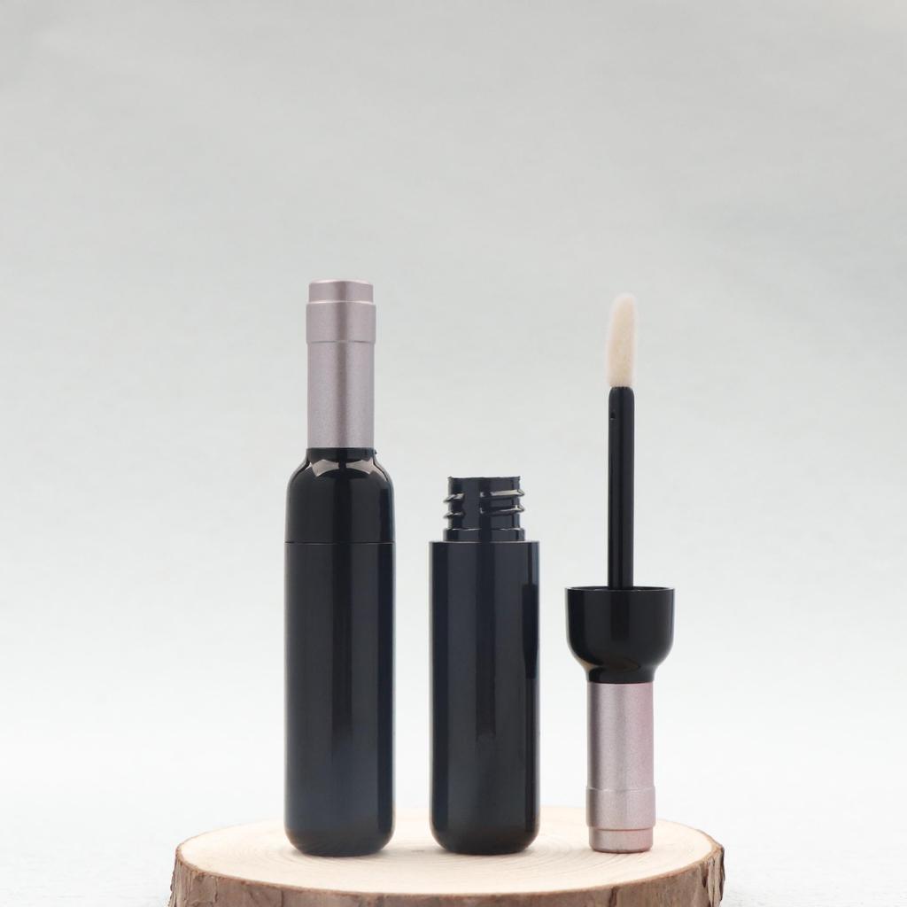 5ml Korean-Style Red Wine-Inspired Lip Gloss Tube, Plastic, Round, In Stock