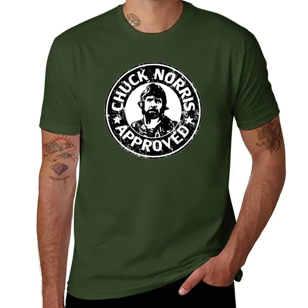 T-shirt Approvata da Chuck Norris magliette nere vestiti kawaii uomo magliette bianche