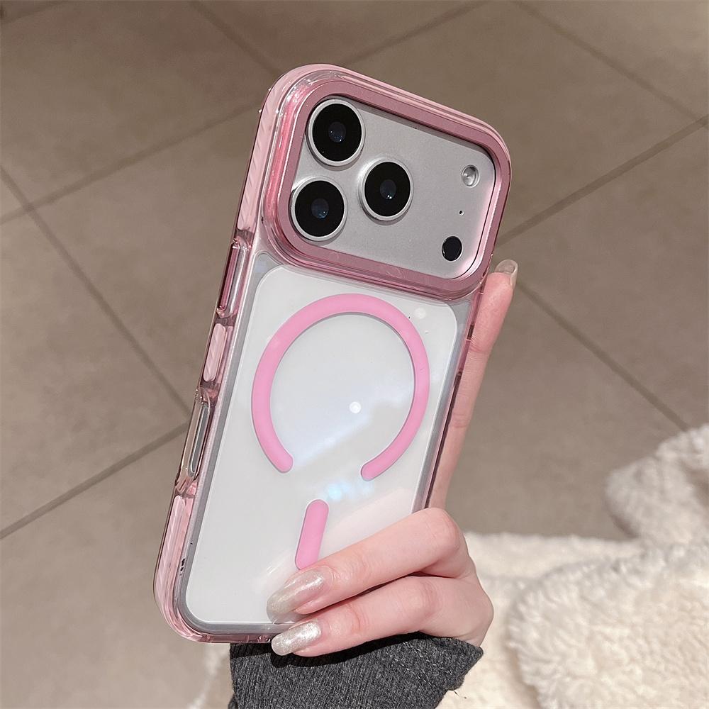 

Luxury Transparent For Magsafe Wireless Charge Phone Case For iPhone 17 16 15 14 13 Pro Max Metal Lens Frame Shockproof Cover iPhone 13