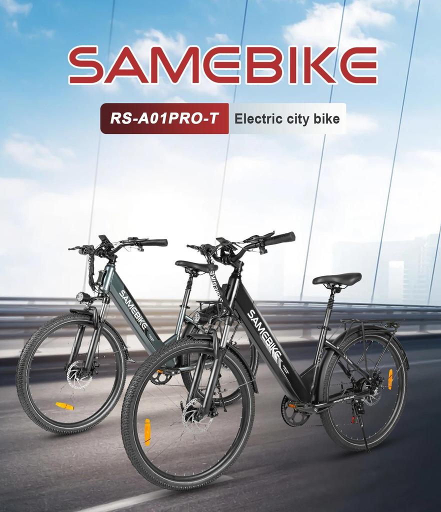 SAMEBIKE New Model RS-A01 Pro-T 36V15AH Removable Battery Electric Bike 26-Inch Tire Commuting Electric Bicycle Daily Commute.