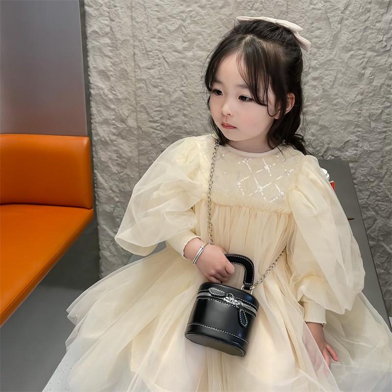 Stylish Mini Pu Bucket Bag For Girls With Chain Crossbody Design Perfect For Kids