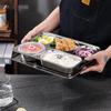 Rectangular Stainless Steel Divided Lunch Tray with Lid