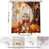 Autumn Cat Shower Curtain - Maple Tree & Pumpkin, Forest Landscape, Polyester, 12 Hooks, Bathroom Decor