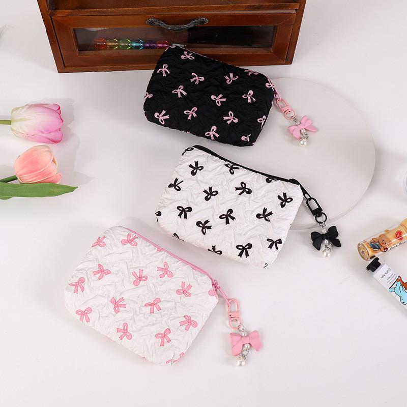 Small Fresh Butterfly Bow Polyester Wallet With Large Capacity Card Organizer And Makeup Bag For Daily Use
