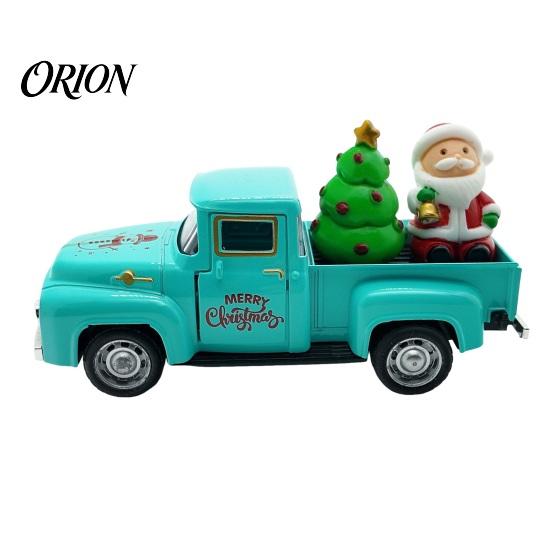 Pickup Truck Figurine Christmas Figurine, Vintage Car Statue with Santa Claus, Decor Tree, Snowman, Miniature Alloy Vehicle Ornament for Holiday Party