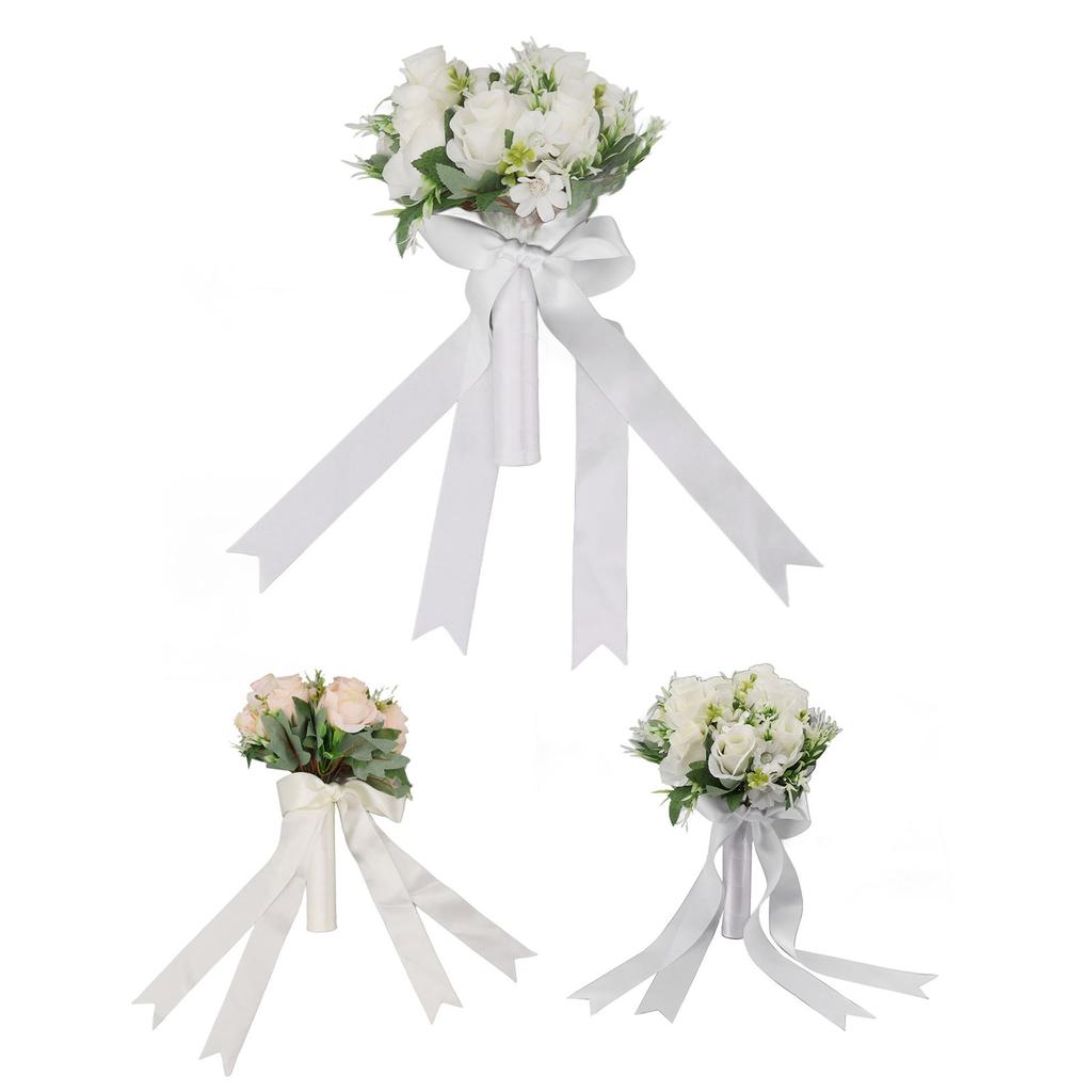 Wedding Bouquets Flower Hand Bouquet Silk Artificial Fake Flowers for Bride Wedding Party and Church